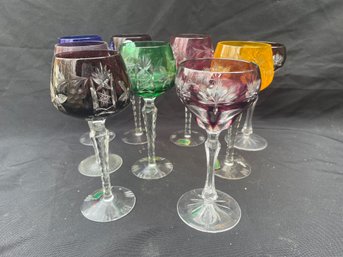 EIGHT BOHEMIAN CUT CRYSTAL GOBLETS