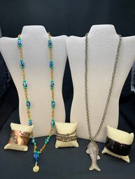 5pc Necklace And Bracelet Grouping - Mediterranean Feel