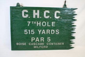 Cool 7th Hole Cast Metal Sign From The Grassy Hill Country Club