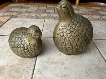 Pair Of Brass Pheasants