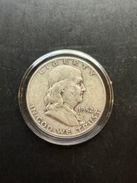 1952-D Benjamin Franklin Silver Half Dollar