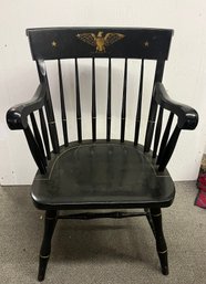 Study 50 Year Old Windsor Arm Chair In Black Paint