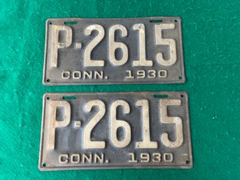 Pair Of CT License Plates 1930