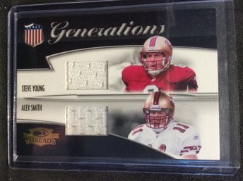 2006 Donruss Threads Generations Steve Young/Alex Smith Dual Jersey Relic Card - M