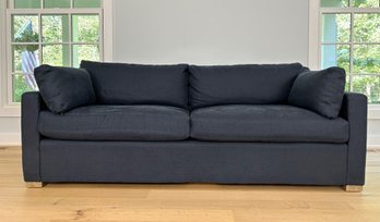 Restoration Hardware Navy Linen Sofa - Excellent Condition