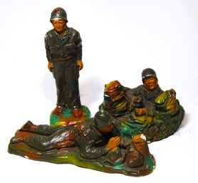 WWII To Vietnam Era Plaster Dime Store War Soldier Figures In Plaster