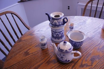 Assorted Blue And White Porcelain Pieces- Some Delftware