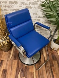 Fantastic Vintage Blue Vinyl Barber Chair