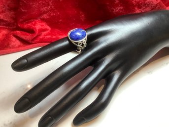 Sterling Silver Blue Stone Ring Size 7