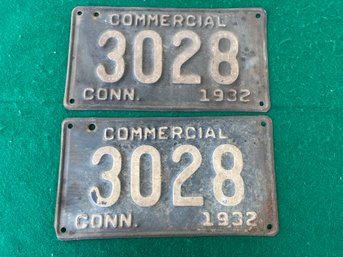 Pair Of CT License Plates 1932 Commercial