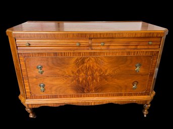 Vintage Burl Walnut Chest Of Drawers