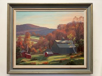 Listed Artist Nord Bowlen Oil On Canvas Hillside Farm