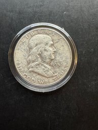 1953-D Benjamin Franklin Silver Half Dollar