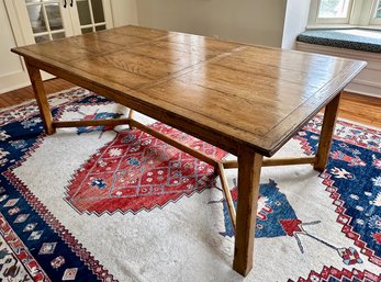 Vintage Solid Oak Farmhouse Dining Table With 2 Extensions