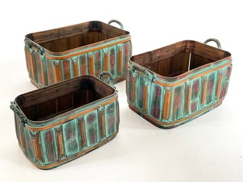 A Trio Of Brightly Painted Nesting Baskets!