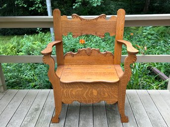 Antique Solid Oak Bench Seat