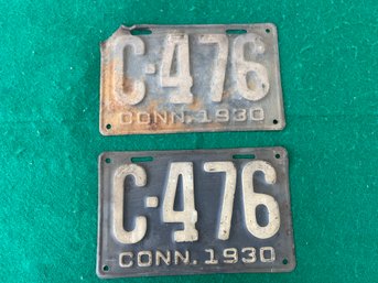 Pair Of CT License Plates 1930