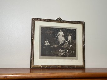 Antique 1916 Black & White Family Photograph In Beautiful Frame