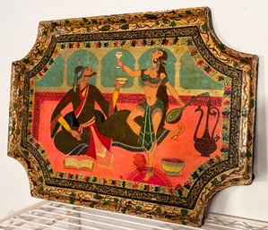 A Vintage Hand Painted Indian Tray