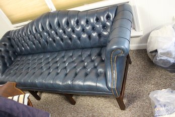 Beautiful Blue Leather Couch 82x32x34