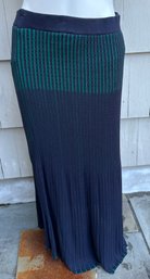 Long Skirt Navy And Green Knit,  Ann Taylor,  Size M