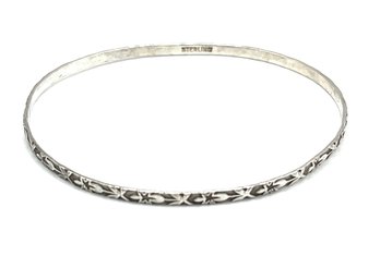 Vintage Sterling Silver Ornate Bangle Bracelet