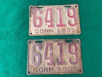 Pair Of CT License Plates 1931