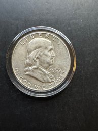 1959 Benjamin Franklin Silver Half Dollar