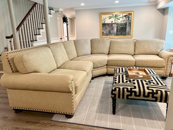 Taylor King Fine Upholstery Three Piece Sectional Sofa With Nailhead Stud Design