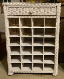 White Wicker Storage Cabinet