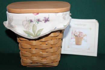 Lidded Longaberger Flower Basket With Lid And Fabric Insert