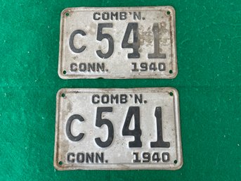 Pair Of CT License Plates 1940 Combination