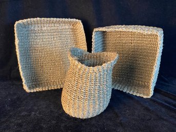 3 Piece Woven Wicker Basket Collection