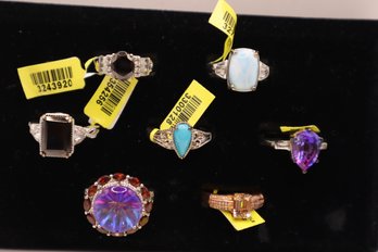 (7) 925 And Semi-Precious Stone Rings All Size 11 All Marked 925, All Marked STS (Chuck Clemency)