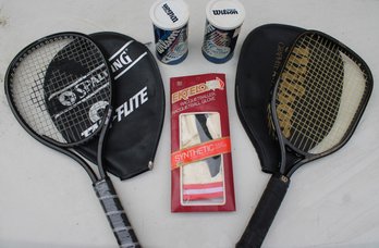 Racketball Lot From Spalding And Wilson With Rackets, Balls And Gloves