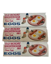 Lot Of Three - Old Vintage OLD HICKORY SMOKEHOUSE Farm Fresh EGGS Country Store Carton Box