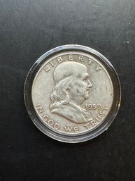 1959-D Benjamin Franklin Silver Half Dollar