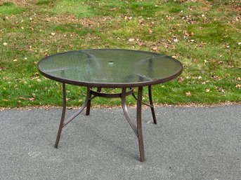 Metal Outdoor Table With Tempered Glass Top