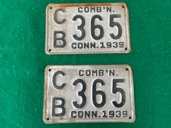 Pair Of CT License Plates 1939 Combination