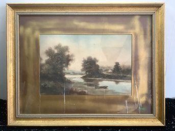 Framed Print Of A Canoe On Shore Of The Lake In The Woods
