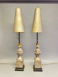 Pair Of Tall Lamps With Slender Shades