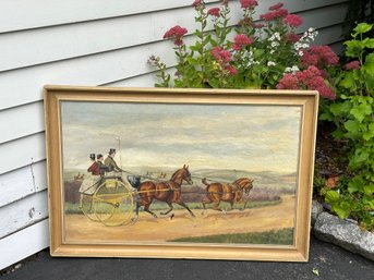 Antique Signed Marjorie G Sessions Horse And Buggy Original Painting