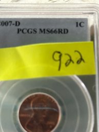 Lincoln Memorial Reverse  1C 2007 D  MS66RD  PCGS