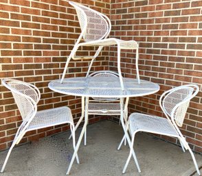 Five Piece MCM Aluminum Patio Set Four Chairs And Folding Table