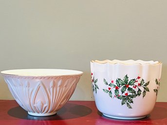 Pair Of Gold Trimmed Porcelain Serving Bowls