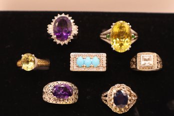 (7) 925 And Semi-Precious Stone Rings All Size 11 All Marked 925, All Marked STS (Chuck Clemency)