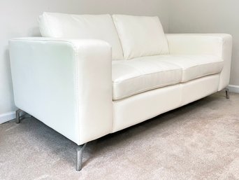 An Attractive Modern Leather And Chrome Loveseat