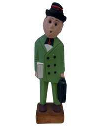 The HORSERADISH SALESMAN - Wood Carving Man Green Double Breas