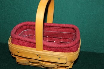 Small Longaberger Classic Berry Basket With Red Insert And Liner