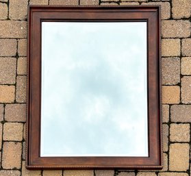 A Beveled Mirror In Wood Marquetry Frame By Henredon